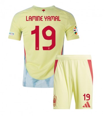 Spanien Lamine Yamal #19 Udebanesæt Børn EM 2024 Kort ærmer (+ korte bukser)